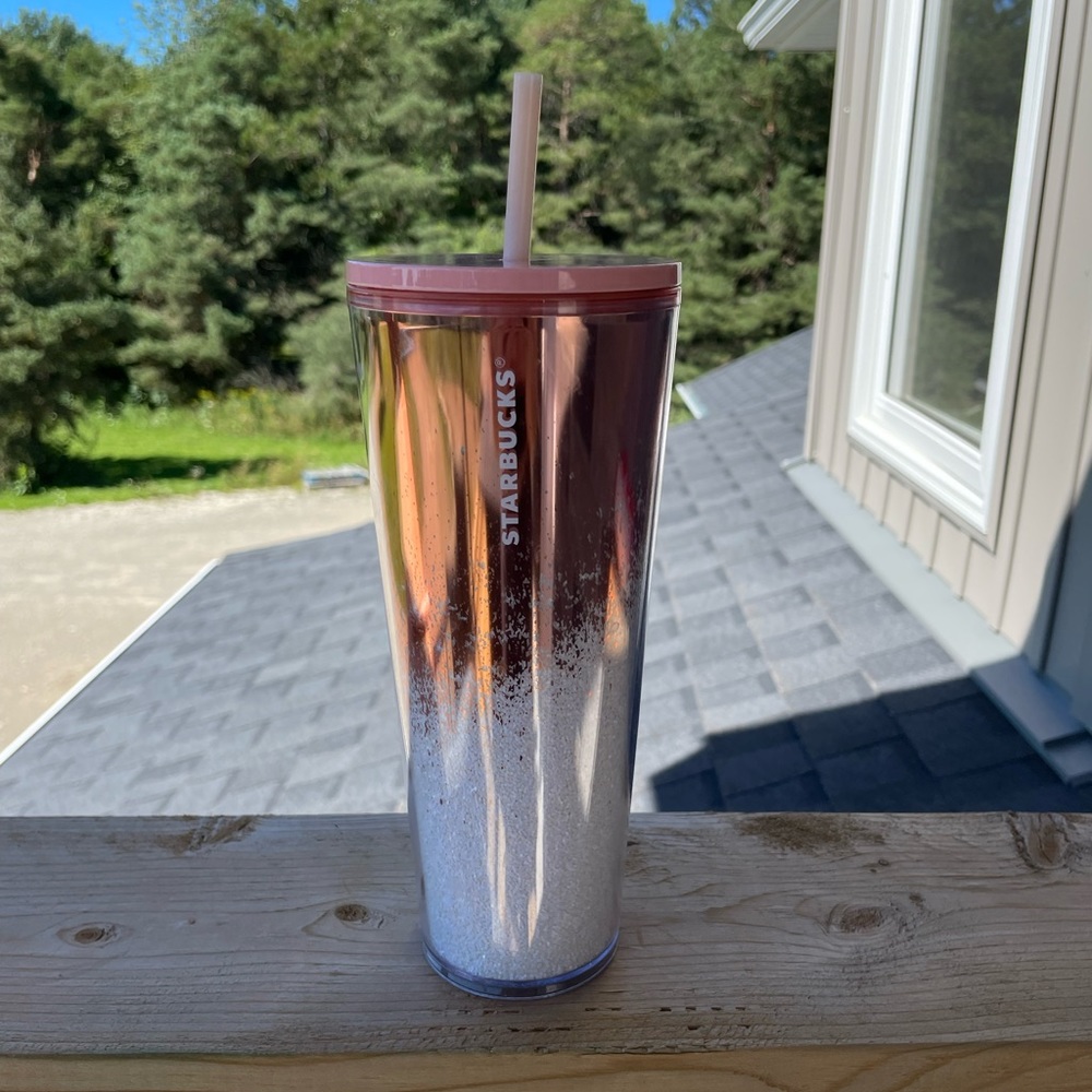 Pink and white Venti Starbucks cup
